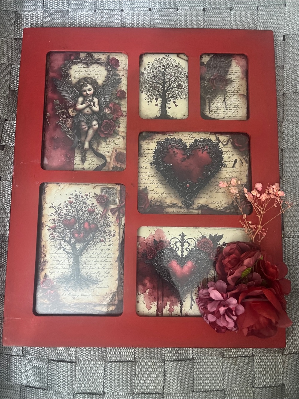 Red Multi-Photo Decorative Wall Frame - MarDunCreations Handmade by me 720
